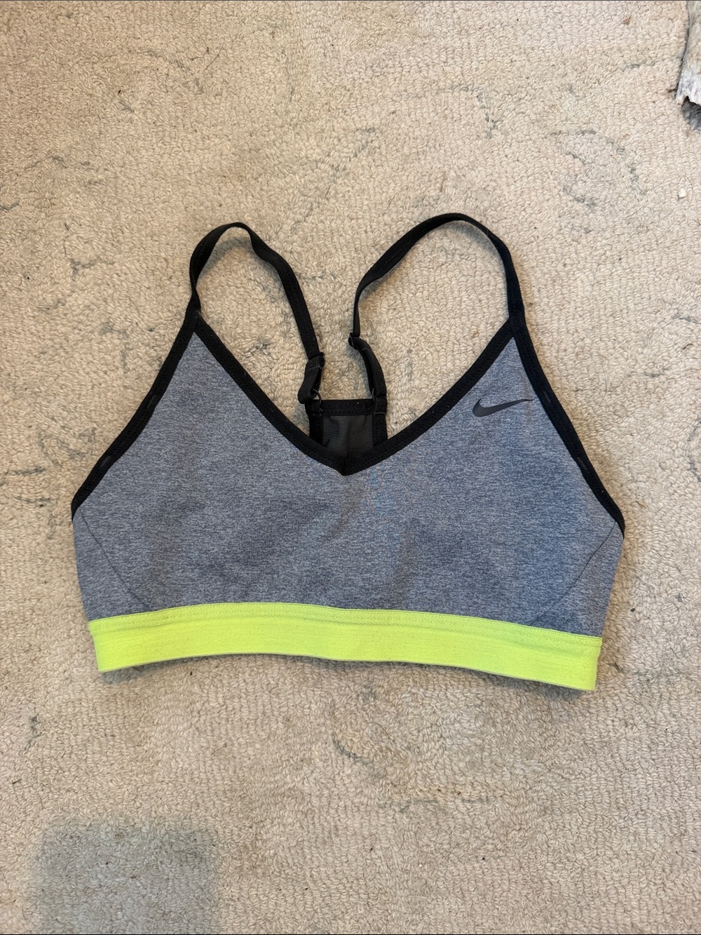 Nike Grey Sports Bra with Neon Yellow Band